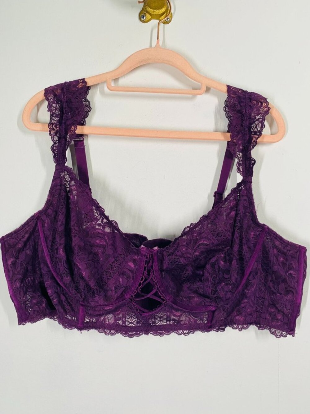 Torrid 3x Lace Purple Bralette With Adjustable Straps & Hook Closure